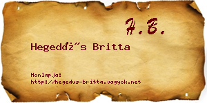 Hegedűs Britta névjegykártya